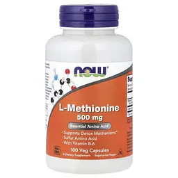 Амінокислоти L-Methionine 500 mg 100 рослинних капсул NOW vit0006583