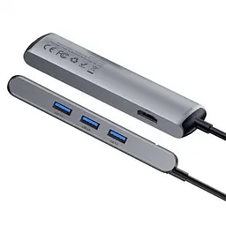 USB-хаб BASEUS Hub mechanical eye 6 в 1 Сірий (CAHUB-J0G) - мініатюра 3
