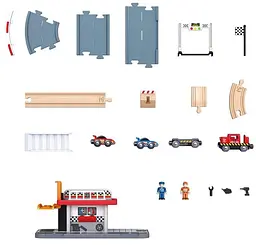 Автотрек Hape Гоночна траса та станція E3734 - мініатюра 3