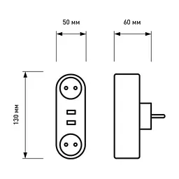 Сетевой разветвитель Euroelectric X2 16A 2xUSB Black с заземлением (EE-2/2USB-16A(black)) - миниатюра 3