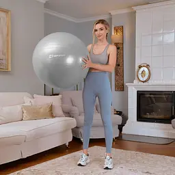 Фітбол Hop-Sport 65см сірий + насос - мініатюра 5