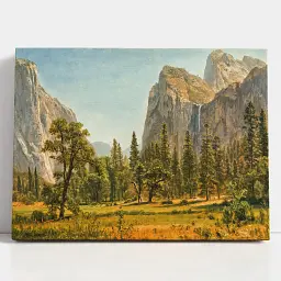 Інтер'єрна картина Водоспад Брайдл-Вейл, Альберт Бірштадт, Albert Bierstadt, репродукція картини, 60×80 см (id7007)