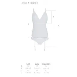 Корсет з пажами трусики з ажурним декором та відкритим кроком Passion Ursula CorSet white L/XL - мініатюра 5