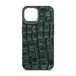 Кожаный чехол для Apple iPhone 14, Harder Kaiju Skin, зеленый, термополиуретан ТПУ + экокожа с эффектом текстуры монстра, панель, защита корпуса, противоударный, микрофибра, рамка вокруг камеры, защита всего корпуса, (ARM76852)