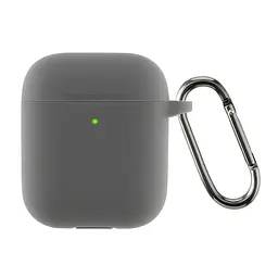 Силіконовий чохол для навушників Apple AirPods 2, Hang Case, сірий, ультратонкий захисний кейс товщиною 2 мм, захист від подряпин, пилу та ударів, компактний, з карабіном для кріплення, ArmorStandart (ARM59677)