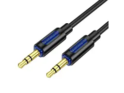 Кабель Borofone BL20 True Sound Silicone AUX Audio Cable mini-jack 3.5mm 1m Black (6941991114373)
