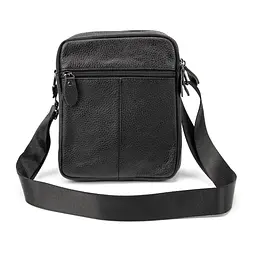 Шкіряний невеликий месенджер на два відділи Tiding Bag M56-2007A чорний - мініатюра 5