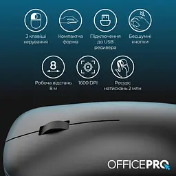 Бездротова миша OfficePro M225G Silent Click Wireless Gray (M225G) - мініатюра 8