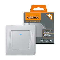 Вимикач Videx BINERA 1кл з підсвічуванням срібний (VF-BNSW1L-SS) - мініатюра 4