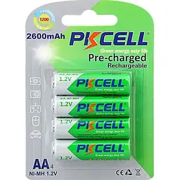 Акумулятор PKCELL 1.2V AA 2600mAh NiMH Already Charged, 4 штуки у блістері ціна за блістер, Q12