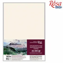 Папір для акварелі Rosa Studio пакет А3 (29,7х42 см) 200 г/м² 20 л дрібне зерно (4823098528425)