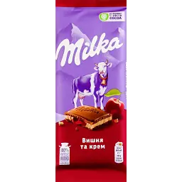 Шоколад Milka Вишня та Крем молочний 90г