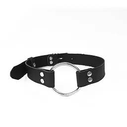 Кляп Металеве кільце з натуральної шкіри Art of Sex - Gag Ring Metal, колір Чорний