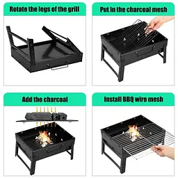 Портативний гриль Складаний барбекю грати 35 x 27 x 20 см BBQ Grill Portable чорний - мініатюра 2