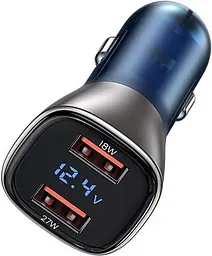 Автомобільний зарядний пристрій Usams US-CC154 C29 Dual Ports Digital Display 45W 5A light gold - мініатюра 3