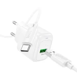 Сітчастий зарядний пристрій HOCO CS52A Surplus single-port QC3.0 charger set(Type-C) білий - мініатюра 3