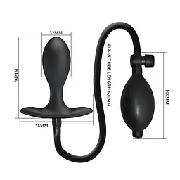 Анальна пробка Pretty Love Inflatable Anal Plug 9.1 см (чорний) - мініатюра 2