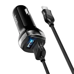 Автомобільний зарядний пристрій АЗП 12-24V HOCO Z-40+ кабель Lighting, 2xUSB, 2.4A, кабель 1 м, чорний - мініатюра 4