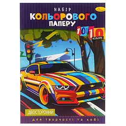 Набір двостороннього кольорового паперу А4 АП-1203-4, 10 аркушів