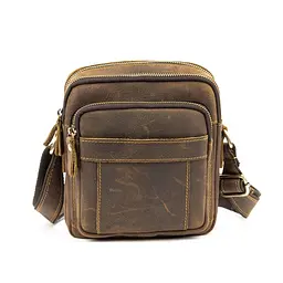 Невеликий шкіряний месенджер коричневого кольору Tiding Bag M39-681DB - мініатюра 3