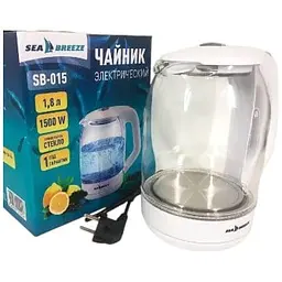 Електрочайник Sea Breeze SB-015 з підсвіткою 1.8 л 1500 Вт Білий/Прозорий - мініатюра 4