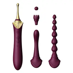 Мультифункціональний вібратор Zalo - Bess 2 Velvet Purple, 4 насадки, підігрів
