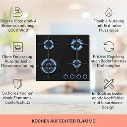 Варильна поверхня газова Klarstein Illuminosa 4 (10035464) - мініатюра 2