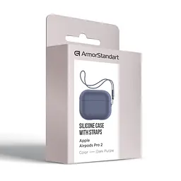 Силіконовий чохол для навушників Apple AirPods Pro 2 2022, Silicone Case with straps, фіолетовий, захисний чохол з ремінцем, ультратонкий і легкий, повний захист, з підвіскою, м"який силікон, ArmorStandart (ARM68611) - мініатюра 3