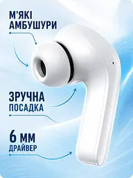 Бездротові навушники TWS Bluetooth 5.0 з мікрофоном ENC, сенсорним керуванням і кейсом із дисплеєм, білі (49676324) - мініатюра 6