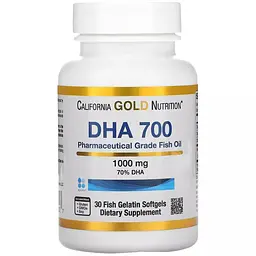 Риб'ячий жир DHA 700 California Gold Nutrition DHA 700 Fish Oil 1000 мг 30 желатинових капсул