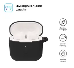 Силіконовий чохол для навушників Xiaomi Redmi Buds 3, Hang Case, чорний, ультратонкий захисний кейс товщиною 2 мм, захист від подряпин, пилу та ударів, компактний, з карабіном для кріплення, ArmorStandart (ARM67078) - мініатюра 2