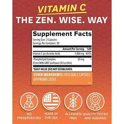 Вітамин C ліпосомальний Zenwise Health 500 мг 60 веганских капсул - мініатюра 2