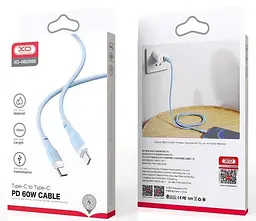 USB Кабель XO NB208B Type-C-Type-C Liquid Silicone 60W 5A 1.0m Синий - миниатюра 2