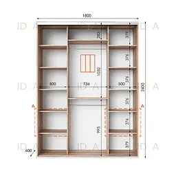 Шафа-купе Idea серія 3 180 x 60 x 240 см Дуб сонома Дзеркало - мініатюра 2