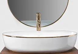 Умивальник Rea Cleo 61 підвісний white gold edge REA-U6211, Білий - мініатюра 5
