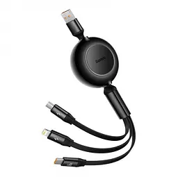 Кабель Baseus Bright Mirror 2 Series Retractable 3-in-1 Cable USB to MicroUSB+Lightning+Type-C 66W 1.1m CAMJ010101 Black - мініатюра 2