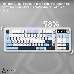Клавіатура ігрова бездротова Ajazz AF-BGY-98 Plus White-Blue 2.4G/Bluetooth/USB - мініатюра 7
