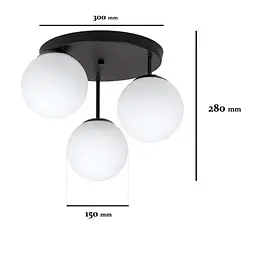Люстра стельова LED Levistella 756HPR150F-3 BK+WH (300), 3 плафона E27, чорний + білий, діаметр 150 мм, сучасний стиль для дому - мініатюра 2