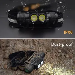 Налобний ліхтар Boruit D 25 XM-L2 1000Lm (Оригінал) Ліхтарик - мініатюра 4
