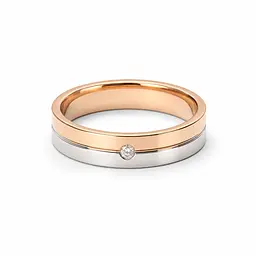 Жіноче обручне кільце з червоного й білого золота з діамантом К-0755 21