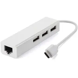 USB-Хаб China USB Hub Type-C Hub 3-port USB2.0 + RJ45 Fast Ethernet, білий (S0742)