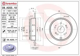Диск гальмівний задній невентильований Honda CR-V II-IV, Odyssey 01-25р Brembo (08.A355.11)