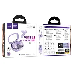 Навушники Hoco EQ6 Shadow TWS | BT5.3, 40/320mAh, 7h | purple - мініатюра 3