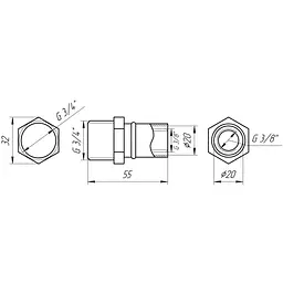 Муфта із зовнішньою різьбою прес APE AP 101 3/4″х20 000001713 - мініатюра 3