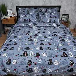 Комплект постільної білизни Moon&Star Бязь Gold Люкс Feline Fun двоспальний 175х210 наволочки 2х50х70 - мініатюра 3
