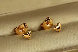 Сережки гвоздики Xuping Jewelry маленькі сердечки 5 мм золотисті - мініатюра 2
