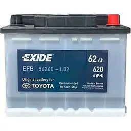 Акумулятор Exide Start-Stop EFB 62Ah Ев (-/+) (620EN) (242х175х190) orignal for TOYOTA