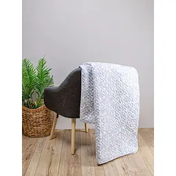 Покривало стьобане Home Line Білі гілочки на сірому 210x240 см сіре (178341) - мініатюра 2