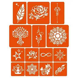 Набір кольорової хни з трафаретами для біо-тату №4 Fresh Tattoo color-henna-set-04 - мініатюра 4