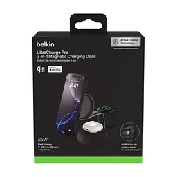 Зарядний пристрій Belkin UltraCharge Pro Wireless 3-in-1 25W charcoal (WIZ040KQCH) - мініатюра 8
